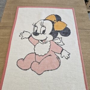 Vintage Biederlack 1984 Disney Baby Minnie Mouse Baby Blanket Cotton Blend Pink